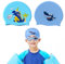 2 Stück Badekappe Kinder,Silikon Schwimmkappe Kind,wasserdichte Badekappe,Schwimmkappe Wasserdicht,Schwimmhaube Jungen,Badekappe Dinosaurier,Silikonbedruckte Badekappen (B)