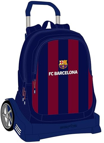 Safta F.C. BARCELONA - Mochila Escolar, Espalda Ergonómica, con Carro Evolution, Ideal para Niños de Diferentes Edades, Cómoda y Versátil, 32x16x44 cm, Color Azul marino/granate
