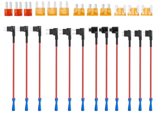 24 Stück Stromdieb KFZ Sicherung Adapter Set,Standard Sicherungshalter Stromdieb,LKW Sicherungshalter standard mit 12 Stück Flachsicherungen,Stecksicherung Verteiler mit Autosicherungen