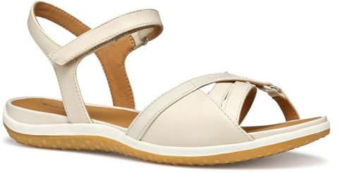 Geox D SANDAL VEGA B - Sandalo piatto Donna, Papyrus,