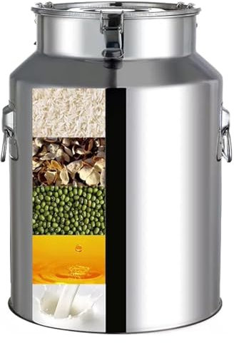 Milk Bucket, 201 Stainless Steel Household Sealed Barrels with Sealed Lid,Milk Churn CanTea Canister for Kitchen,Home(9L)