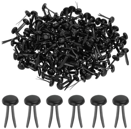 PATIKIL 100 Piezas de Pasadores Divididos de Latón de Papel Mini Brads Metálicos Redondos con Cabeza Plateada para Manualidades, Scrapbooking, Suministros de Bricolaje, Negro, 8 x 15 mm