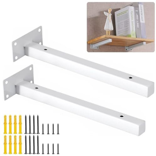 Supporto per scaffali, 300 mm, per carichi pesanti, colore bianco, 2 pezzi, console da parete per scaffali galleggianti, supporto per console per carichi pesanti per fai da te