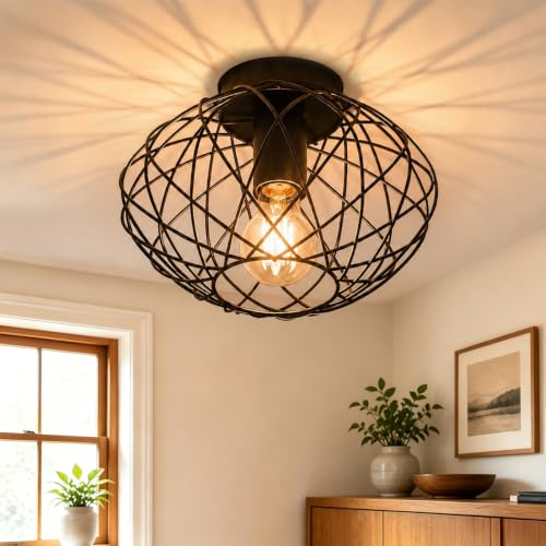 Glitzerlife Retro Taklampa Vintage Svart Halllampa Industrial Taklampa