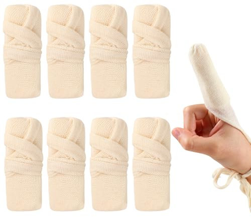 8 Stück Finger Verband Fingerlinge Beige Fingerbandage Dehnbar Fingerpflaster Fingerschutz Daumenschutz für Wundpflege