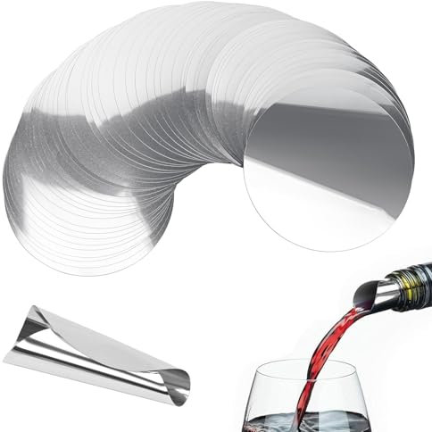 Szaboviktoria 50 Pièces Bec Verseur Vin, Stop Goutte Vin, Anti Goutte Bouteille, Protection Contre les Gouttes, Idéal pour Restaurants, Bars et Maison, Argenté