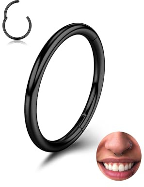 BodyBonita Piercing Nariz Aros con Bisagra - 316L Acero Quirúrgico sin Costuras Septum Piercing Labio CartíLago Hélix Daith Caracola Trago Torre Oro/Plata/Negro/Oro Rosa/Azul/Arcoíris