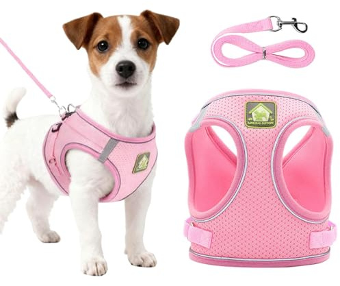 Puppy Harness, XS Dog Harness with Reflective Trim, Adjustable Soft Pet Harness for Small Dogs, Pink Puppy Harness 8 Weeks to 12 Weeks.