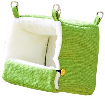 Nido D'uccello Riscaldato Amaca Sospesa Casa USB Riscaldamento Morbido Peluche Regolabile per Pappagalli Adatto per Uccelli E Animali Domestici Ga, Verde