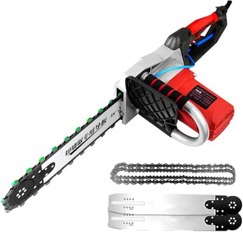 SUYUDD Motosierra Eléctrica para Hormigón, Motosierra De Mano Sin Escobillas con 2 Cadenas Y 2 Barras Guía, Motosierra para Cortar Hormigón, Cortadora De Muros con Cadena De Diamante, para Varillas