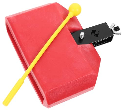 NOLITOY Cloches de Vache en Plastique Rouge pour Percussions Latines Fixation Facile et Son Aigu, Accessoire Batterie Portable pour Percussion Support