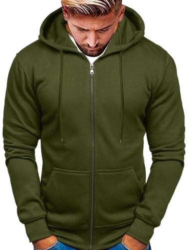 Genérico Sudadera con Capucha Hombre Cremallera Algodón Manga Larga Deportiva Casual Suave Caballero Invierno Felpa Slim Fit Básica A18