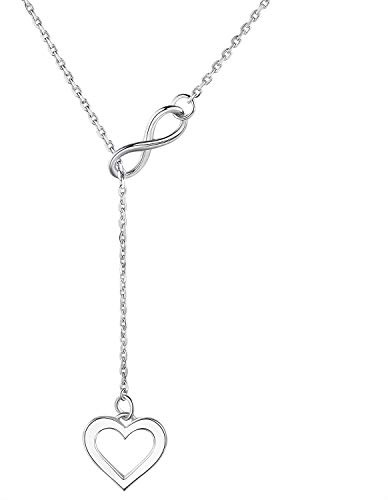 AM ANNIS MUNN Infinite Heart Necklace - 925 Sterling Silver Heart Necklaces for Women Gifts for Wife Women on Birthday Womens Jewelry Necklace