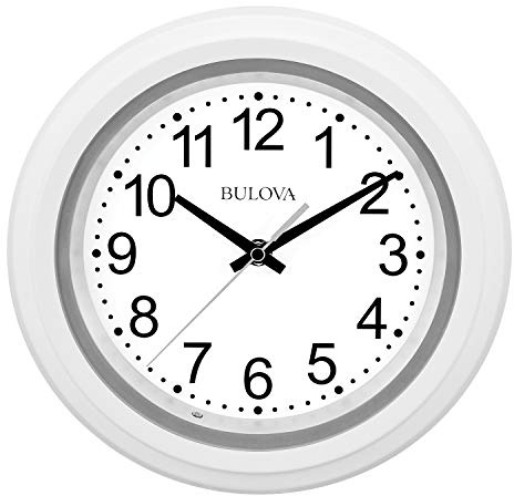 Bulova C4865 Night Vision Lighted Dial Wall Clock, 10, White