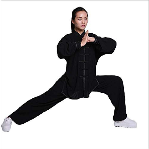Tai Chi Femme, Vêtements De Tai Chi Pour Femmes Costume Tang Chinois Costumes Nationaux Qi Gong Wing Chun Suit Femmes Costume De Méditation Zen Lin Manches Longues Convient Aux Femmes,Black-XXL