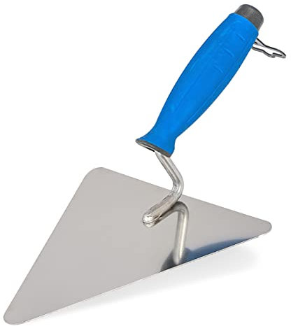 Mivos Truelle Triangulaire de Maçon 200 mm - Lame en Acier Inoxydable - Poignée Souple - Forme de Berlin - Spatule de Plâtre pour Travaux de Maçonnerie et de Construction - Made in EU
