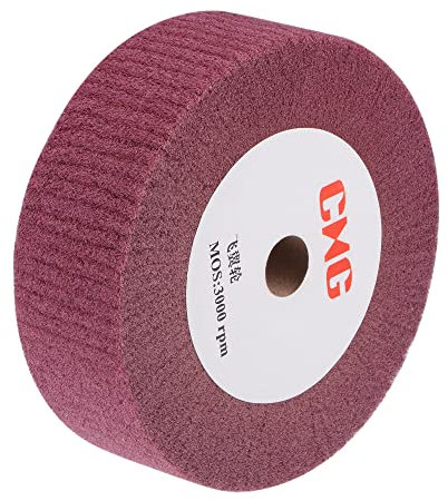 sourcing map Vlies Polierscheibe Schleifgewebe Nylondraht Ziehschleifscheibe 150mm x 50mm 320er Körnung für Edelstahl Kupfer Rot