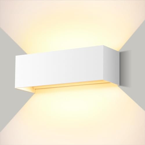 ledmo 30W Applique da Parete Interno/Esterno Angolo Regolabile del Fascio su e giù Lampada da Parete 3000K Bianco caldo IP65 Impermeabile Bianco Applique Esterno