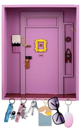 Porte Clef Mural, Key Holder, Porte Clé Mural Bois Friends Monica's Door, Boite A Clefs Murale Decorative, Porte Clef Mural Pour Mur Salon Bureau, Pour Les Amateurs De Séries Télévisées (Pourpre)