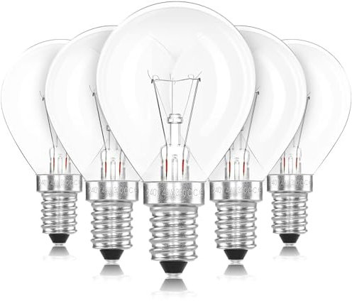 Lampe de Four G45 E14, 300 Degrés, Ampoule E14 à Intensité Variable Blanc Chaud 2700K, AC 230V, Petite Ampoule Boule de Golf Pour Cuisinières, Lumière Décorative, 5 pièces