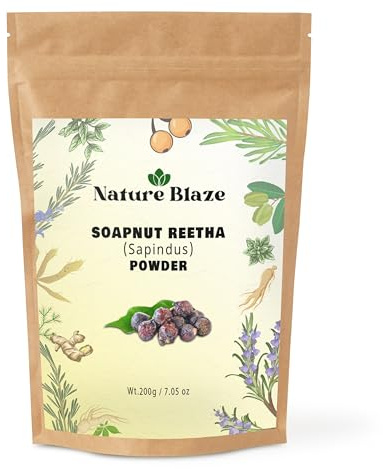 Nature Blaze Soapnut (Reetha) Powder | Natural & Pure | Finely Ground from Sun-Dried Reetha | Traditional Herbal Ingredient for Hair Wash, Natural Cleaning & DIY Use 200Gram/7.0 Ounce