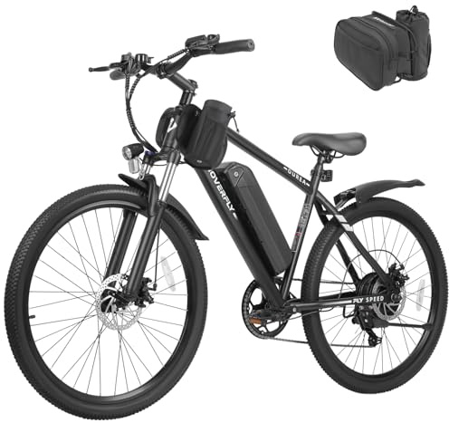 Hoverfly OUREA 26 Electric Bike for Adults, 750W Peak Motor Mountain Ebike, 20MPH Up to 40 Miles, UL2849 Certified, 7-Speed, Removable Battery, Shock Absorber, Fat Tire Commuter E-Bike