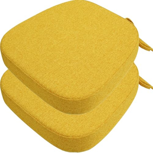 DOGACA Set 2 Cuscini Sedia da Cucina/Cuscini di Seduta, 40x38 cm (3 CM Spessore) Confortevole Cuscini Coprisedia da Cucina,con Lacci Imbottito,Lavabili
