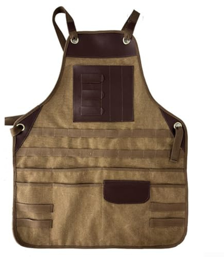 Delantal de soldadura de lona gruesa, equipo de protección de trabajo resistente al calor con bolsillos para herramientas, diseño ajustable en X para hombres y mujeres, XS-XL