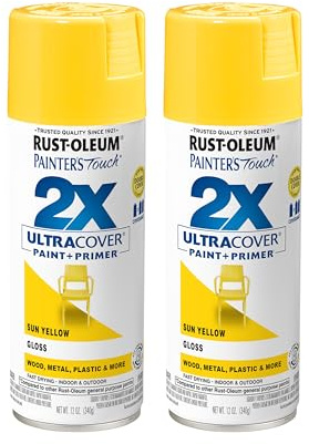 Rust-Oleum 334046-2PK Painter's Touch 2X Ultra Cover Spray Paint, 12 oz, Gloss Sun Yellow, 2 Pack