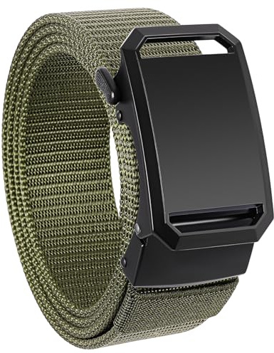 GAEKEAO Cinturones Hombre, Cinturón sin Agujero Ajustable en Nylon Automático, Belt Men con Patilla para Golf, Casual, Trabajo y Viajes con Caja, Regalo para Hombres