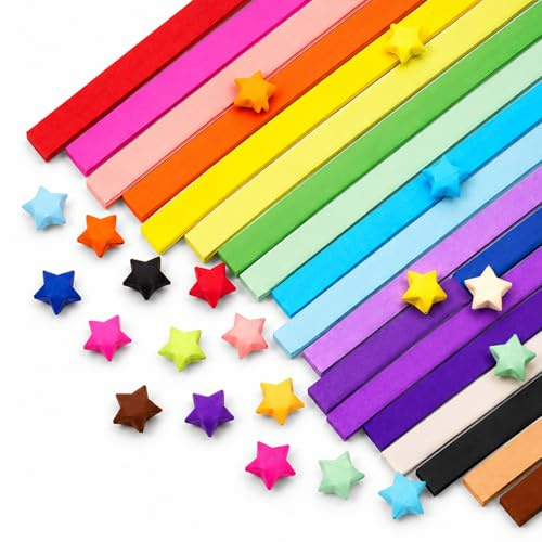 2700 Pcs Origami Star Paper Strips, Paper Stars with 27 Colours Mixed | Star Papers for Stress Relief Diy Crafts, School Teaching, Party and Present