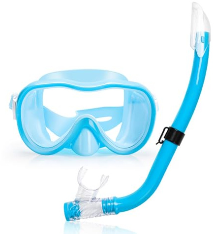 Fesjoy Set Boccaglio per Adulti Snorkel per Bambini Snorkel Ragazzi Bambini Maschera da Snorkeling a Secco Lenti Antiappannamento Guarnizione in Silicone (Dimensione libera)