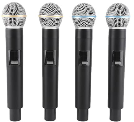 TIKATARER Set Microfono Wireless, Microfono Portatile Cordless Dinamico Professionale con Banda VHF Segnale Stabile con Portata di 164 Piedi, per la Registrazione di Karaoke Sul Palco e Streaming Live