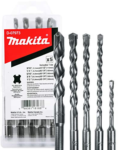 Makita 5 Piece - SDS-Plus Drill Bit Set For SDS+ Rotary Hammers - Aggressive Drilling For Concrete & Masonry - Carbide Tipped Bits
