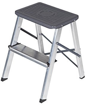 Arcama TA02 Taburete, Gris Plata, 2 peldaños