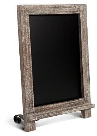 HBCY Creations Rustic Wooden Tabletop Chalkboard with Legs/Vintage Wedding Table Sign/Small Kitchen Countertop Memo Board/Antique Wooden Frame (9.5” x 14” Inches) (5- Weathered Brown)