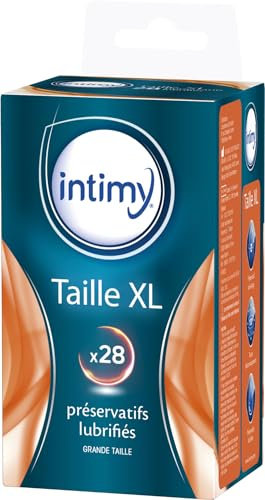 INTIMY - Préservatifs taille XL, x28 - Préservatifs Lubrifiés Avec Réservoir - Surface Lisse - Latex de Qualité Supérieure