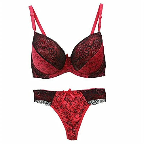 Femme Armatures Rembourré Plongeant Soutien-Gorge Lingerie String Ensemble 95-C