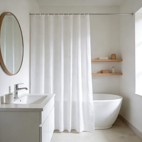 YISURE Tenda da doccia Antimuffa Bianco 180x240, Tessuto Poliestere tenda per doccia Idrorepellente Lavabile in lavatrice con Occhielli in Metallo, Larghezza 180 x Altezza 240cm
