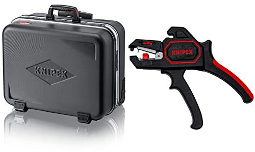 KNIPEX 00 21 41 LE Werkzeugkoffer BIG Twin Move Werkzeug-Trolley | Rollkoffer leer & 12 62 180 Automatische Abisolierzange 180 mm, Schwarz