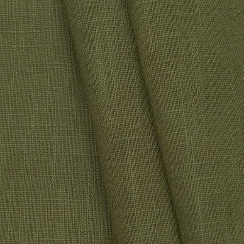STOFFKONTOR 100% Leinenstoff - edler Naturstoff - vorgewaschen - Meterware, Farbe Khaki-Grün - zum Nähen von Kleidern, Röcken, Trachtenmode