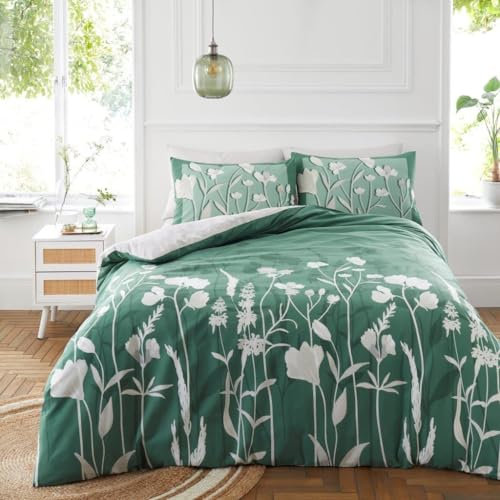 LIZZIE JACOBS Gigi Floral Pattern Duvet Cover Set Printed Easy Care Bed Linen Soft Quilt Covers Sets Reversible Bedding Sets With Pillowcases (Double)