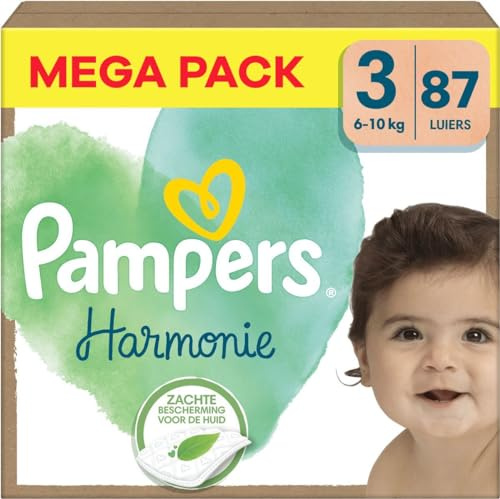 Pampers Windeln Größe 3 (6-10 kg), Windeln Harmonie, 87 Stück, Schonung der empfindlichen Haut und Inhaltsstoffe pflanzlichen Herkunft