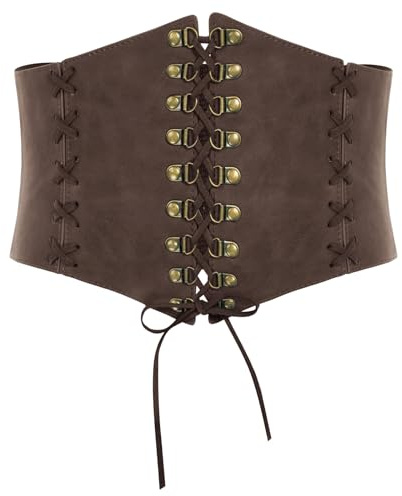 Scarlet Darkness Corset Belts Plus Size Stretch Cinch Belt for Dresses Pirate Corset Belt Coffee 2XL