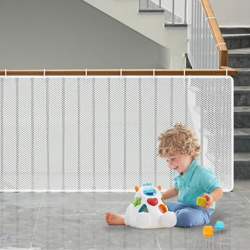 Rete di sicurezza per bambini, neonati, scale e balcone, colore bianco, S (300 x 90 cm)
