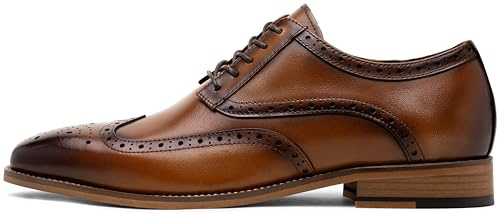 Jousen Mens Dress Shoes Leather Oxford Derby Shoe Formal Brogue Wingtip Dress Shoes for Men(AMY9045 Brown 10)