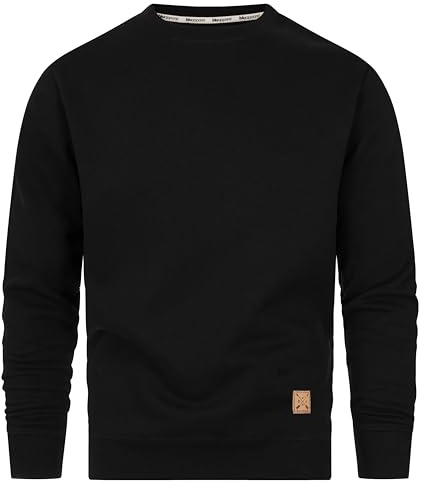 Blu Apparel Men's Crew Sweatshirt Jumpers for Men Casual Sweater Fleece Lined Warm Everyday Sweaters (UK, Alpha, XL, Regular, Regular, Black)