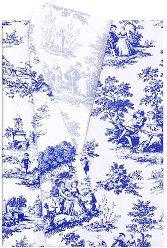 Hjvvr Blue and White Tissue Paper,60sheets Patterned Tissue Paper,50x35cm Blue Flower Wrapping for Packing Gifts DIY Crafts