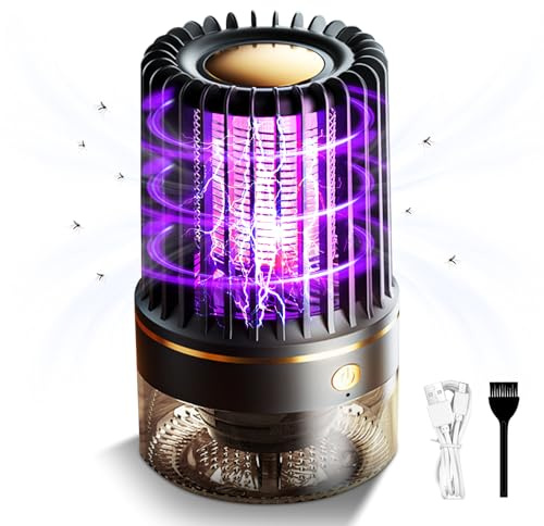 2026 Upgrade Insektenvernichter Akku - 4200V Mückenfalle Mückenschutz Mit LED-Licht - Wiederaufladbar Elektrische Fliegenklatsche für Haus/Garten/Camping Insektenvernichter Elektrisch Mückenlampe