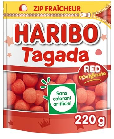 HARYBO – Plaisir Fruité et Acidulé, Bonbons Tagada au Goût Unique (Paquet 220g) - Le lot de 4